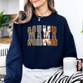 Halloween Mama Sweatshirt with Pumpkin Leopard MAMA Design for Women