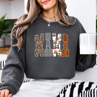 Halloween Mama Sweatshirt MAMA Pumpkin Leopard Design Halloween Women Cute Pattern Style