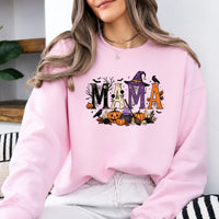 Halloween Mama Sweatshirt, MAMA Spooky Witch Pumpkin Design, Halloween Mom, Women, Cute Spooky Style