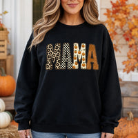 Halloween Mama Sweatshirt Pumpkin MAMA Graphic Cute Leopard Checkerboard Fall Mom Crewneck