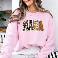 Halloween Mama Sweatshirt Pumpkin MAMA Graphic Cute Leopard Checkerboard Fall Mom Crewneck