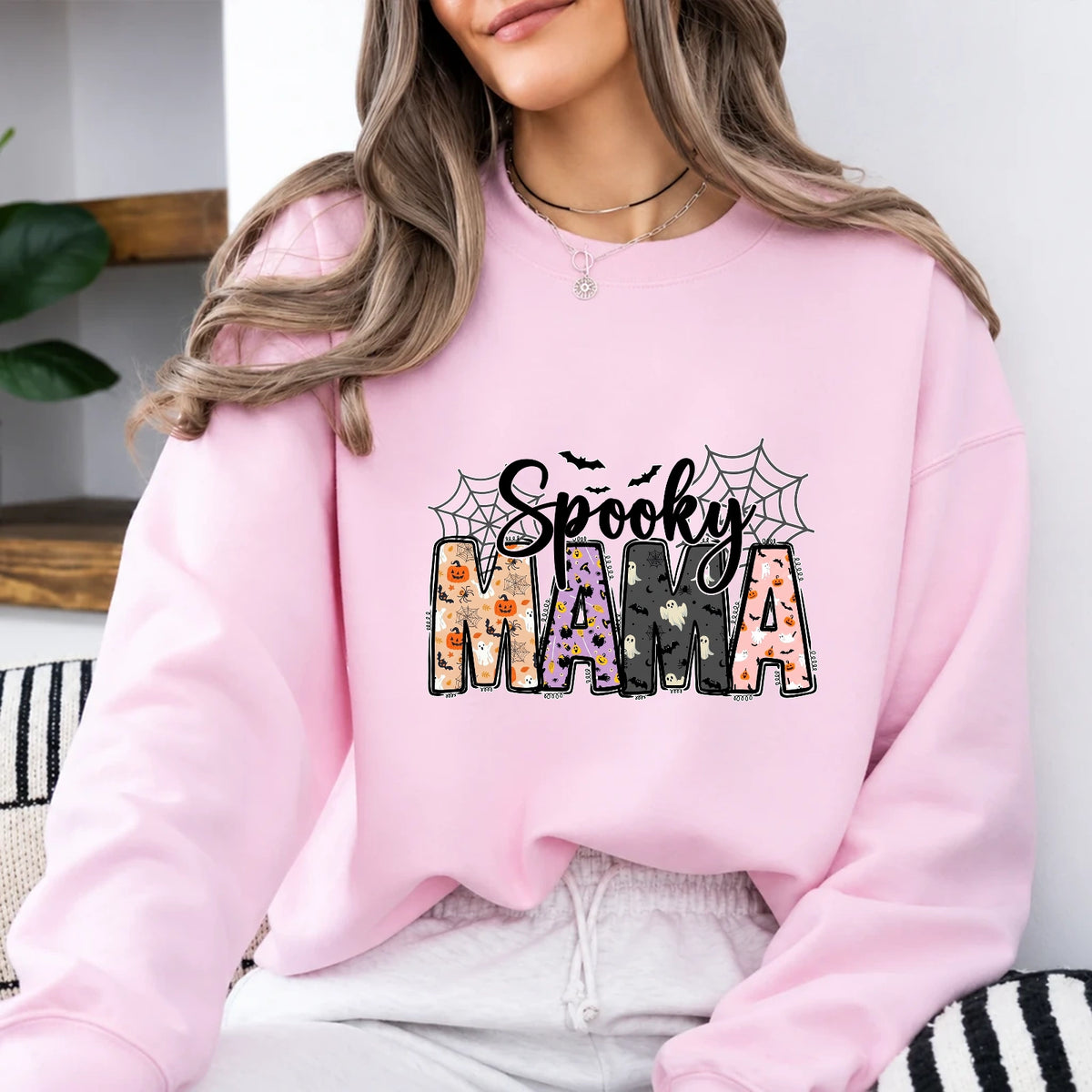 Halloween Mama Sweatshirt Spooky Mama Halloween Mom Women Cute Graphic Design