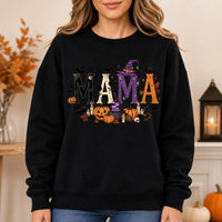 Halloween Mama Sweatshirt, Spooky MAMA Witch Pumpkin Graphic for Moms, Cute October Fall Style