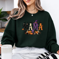 Halloween Mama Sweatshirt, Spooky MAMA Witch Pumpkin Graphic for Moms, Cute October Fall Style