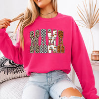 Halloween Mama Sweatshirt with Pumpkin Leopard MAMA Design for Women
