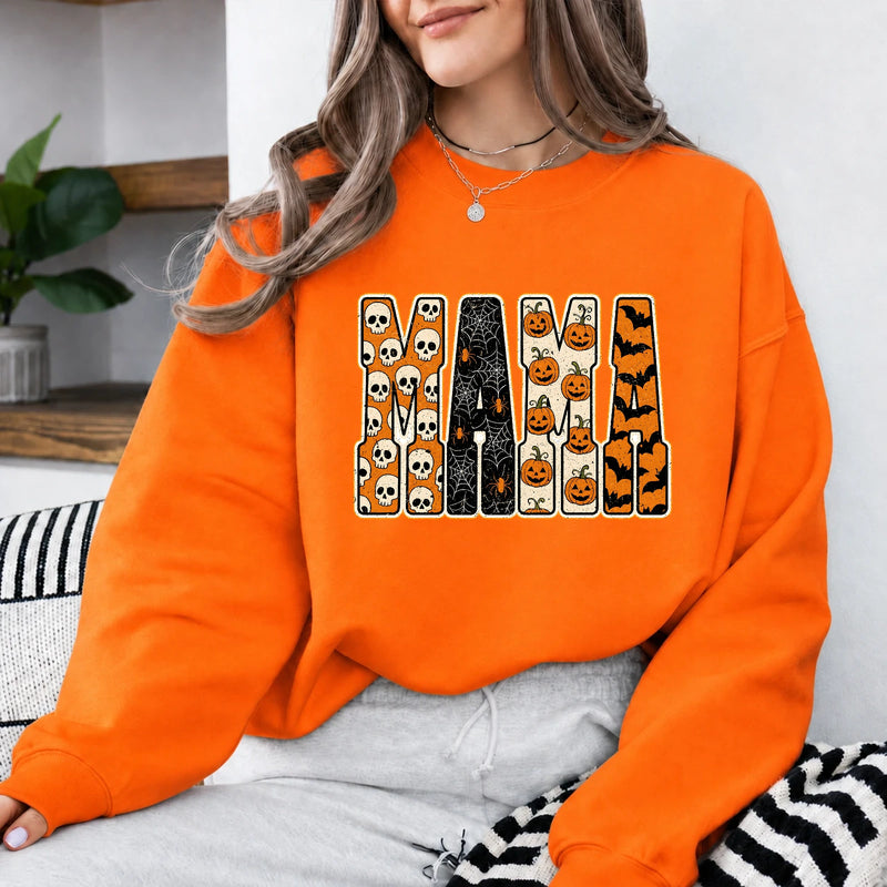 Halloween Mama Sweatshirt with Pumpkin Spooky Vintage Mom Graphic