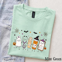 Halloween Nurse Spooky Medical Friends T-Shirt Cute Fall Healthcare Squad Women Retro Kawaii Graphic