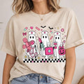 Halloween Nurse T-Shirt Cute Ghost Squad Medical Crew Women Retro Spooky Pink