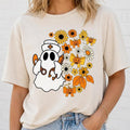 Halloween Nurse T-Shirt Ghost Nurse Floral Pumpkin Bow Halloween Nursing Women Cute Spooky Fall Design