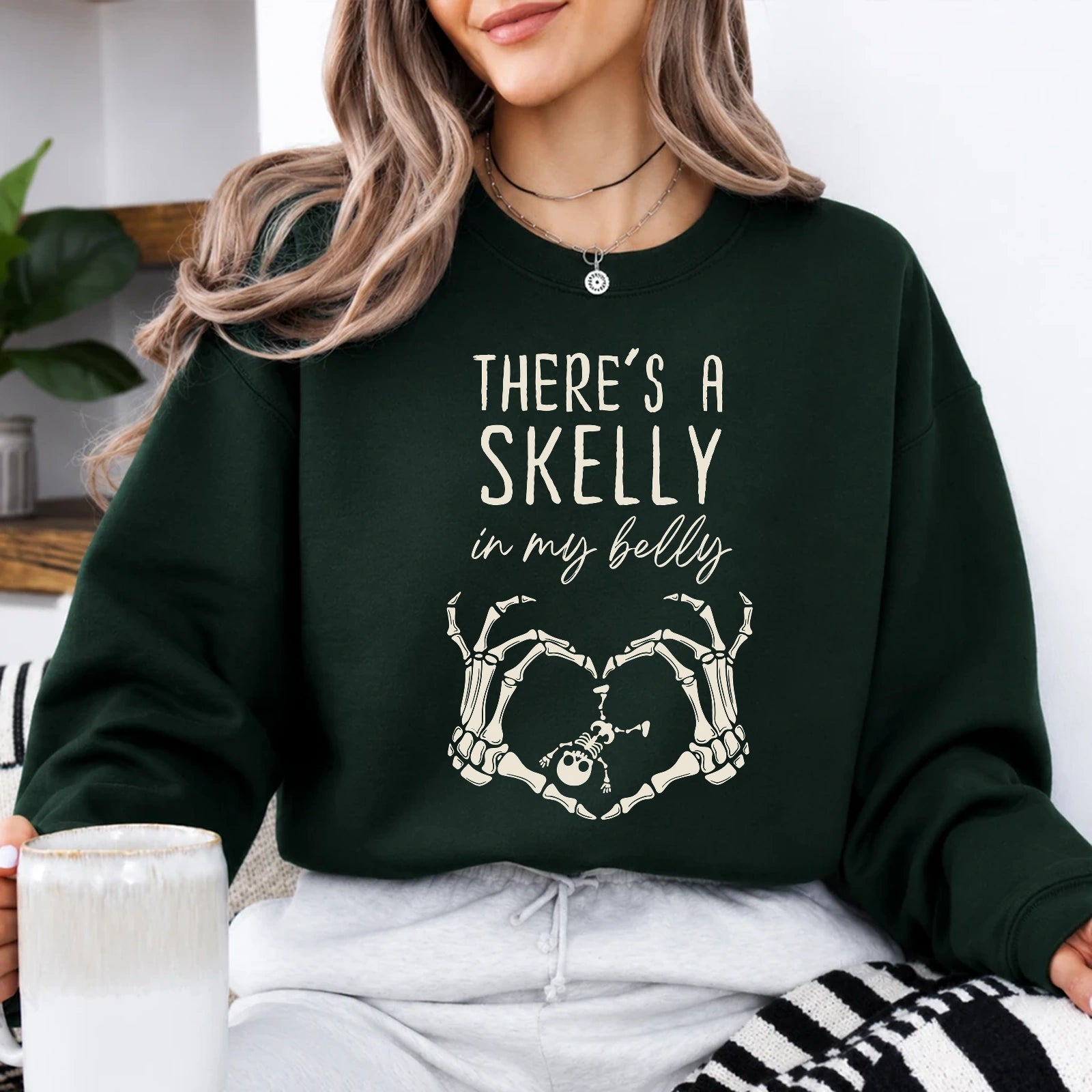Halloween Pregnancy Announcement Sweatshirt Skelly Belly