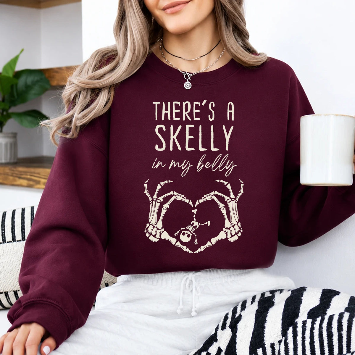 Halloween Pregnancy Announcement Sweatshirt Skelly Belly