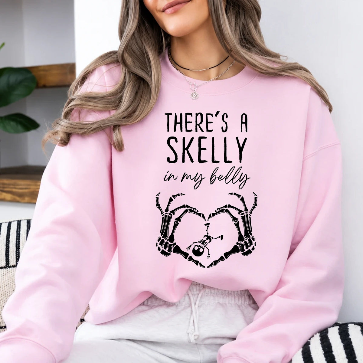 Halloween Pregnancy Announcement Sweatshirt Skelly Belly