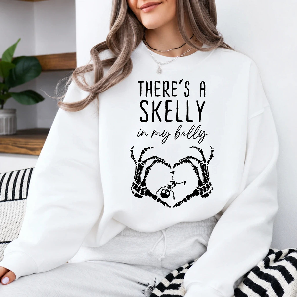 Halloween Pregnancy Announcement Sweatshirt Skelly Belly