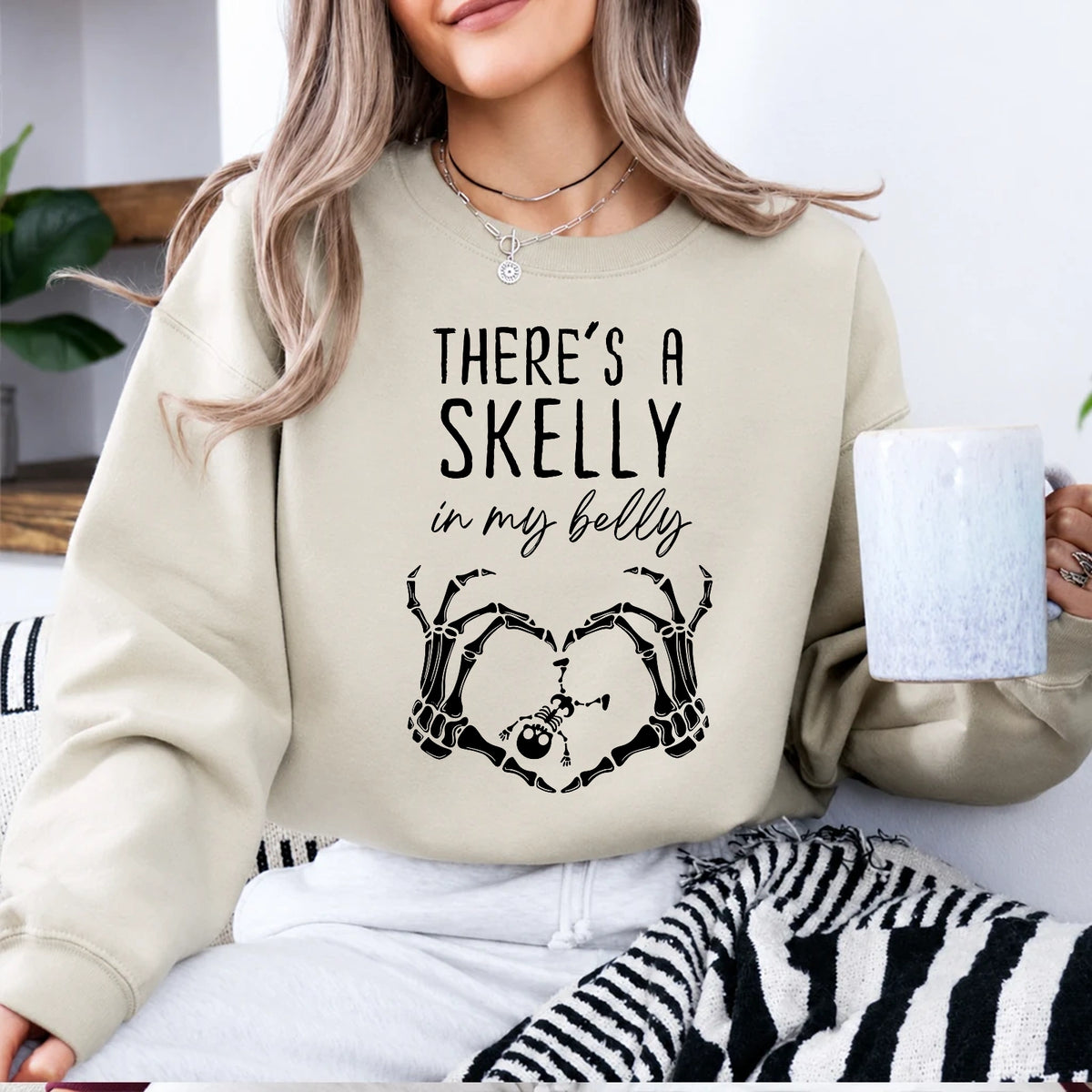 Halloween Pregnancy Announcement Sweatshirt Skelly Belly