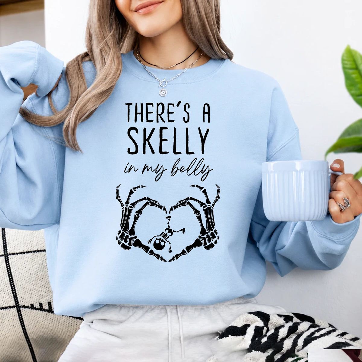 Halloween Pregnancy Announcement Sweatshirt Skelly Belly