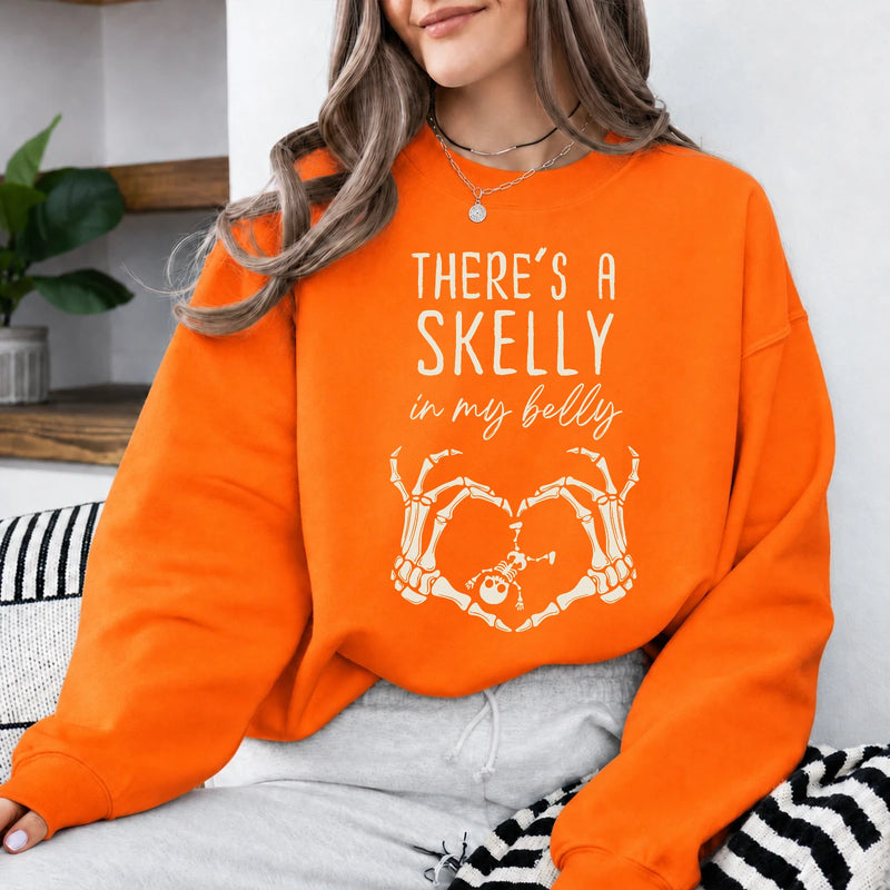 Halloween Pregnancy Announcement Sweatshirt Skelly Belly