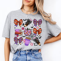 Halloween Teacher T-Shirt Spooky Bow Pencil Disco Apple Halloween Classroom Women Cute Coquette