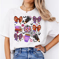 Halloween Teacher T-Shirt Spooky Bow Pencil Disco Apple Halloween Classroom Women Cute Coquette