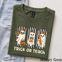 Halloween Teacher T-Shirt Trick Or Teach Spooky Classroom Unisex Cute Retro