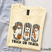 Halloween Teacher T-Shirt Trick Or Teach Spooky Classroom Unisex Cute Retro