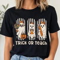Halloween Teacher T-Shirt Trick Or Teach Spooky Classroom Unisex Cute Retro