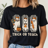 Halloween Teacher T-Shirt Trick Or Teach Spooky Classroom Unisex Cute Retro