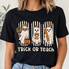 Halloween Teacher T-Shirt Trick Or Teach Spooky Classroom Unisex Cute Retro