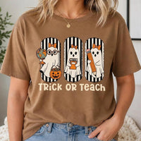 Halloween Teacher T-Shirt Trick Or Teach Spooky Classroom Unisex Cute Retro
