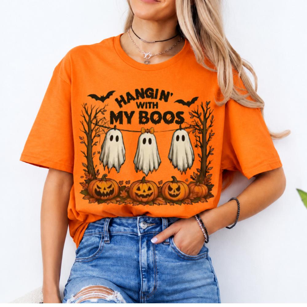 Hangin With My Boos T-Shirt Hangin With My Boos Halloween Spooky Season Women Cute Retro