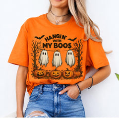 Hangin With My Boos T-Shirt Hangin With My Boos Halloween Spooky Season Women Cute Retro
