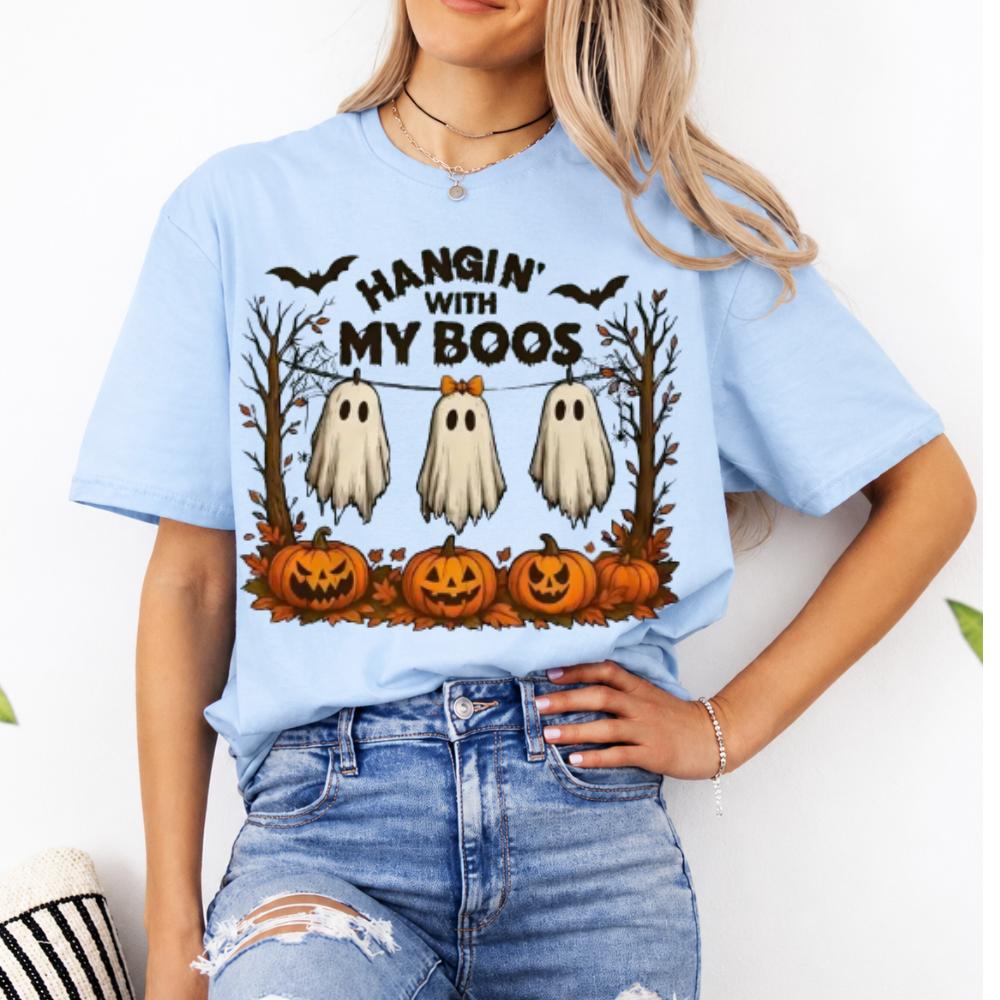 Hangin With My Boos T-Shirt Hangin With My Boos Halloween Spooky Season Women Cute Retro