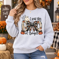 I Put The Boo In Boujee Graphic Halloween Apparel Cute Coquette Ghost Pumpkin Spooky Season Outfit