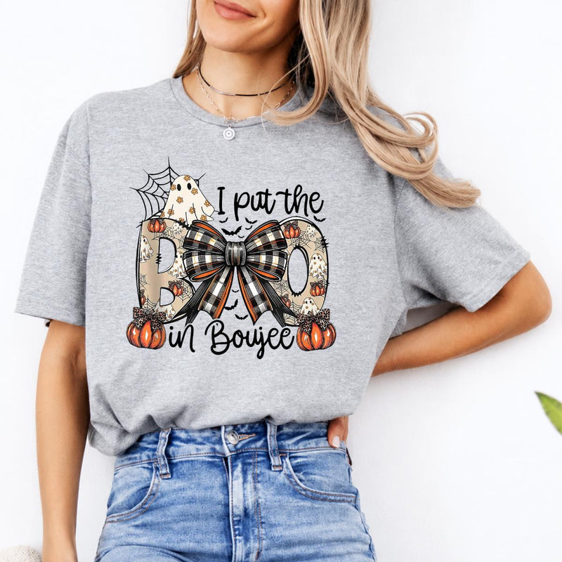 I Put The Boo In Boujee I Put The Boo In Boujee Sweatshirt and T-Shirt Halloween Spooky Season Women Cute Coquette