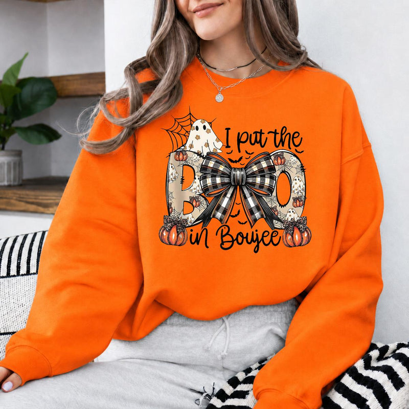 I Put The Boo In Boujee I Put The Boo In Boujee Sweatshirt and T-Shirt Halloween Spooky Season Women Cute Coquette