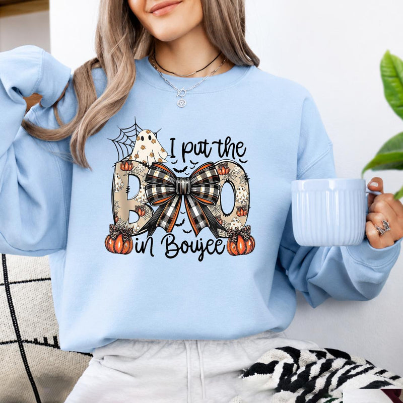 I Put The Boo In Boujee I Put The Boo In Boujee Sweatshirt and T-Shirt Halloween Spooky Season Women Cute Coquette