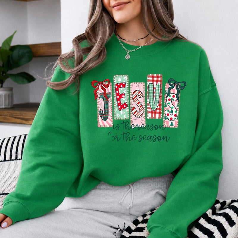 Jesus Christmas Sweatshirt, Reason For The Season, Holiday Christian Women Coquette Design