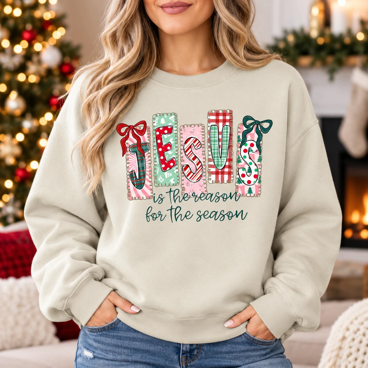 Jesus Christmas Sweatshirt, Reason For The Season Holiday Christian