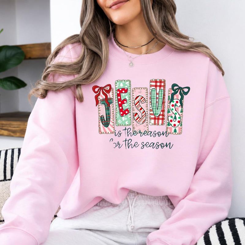 Jesus Christmas Sweatshirt, Reason For The Season, Holiday Christian Women Coquette Design