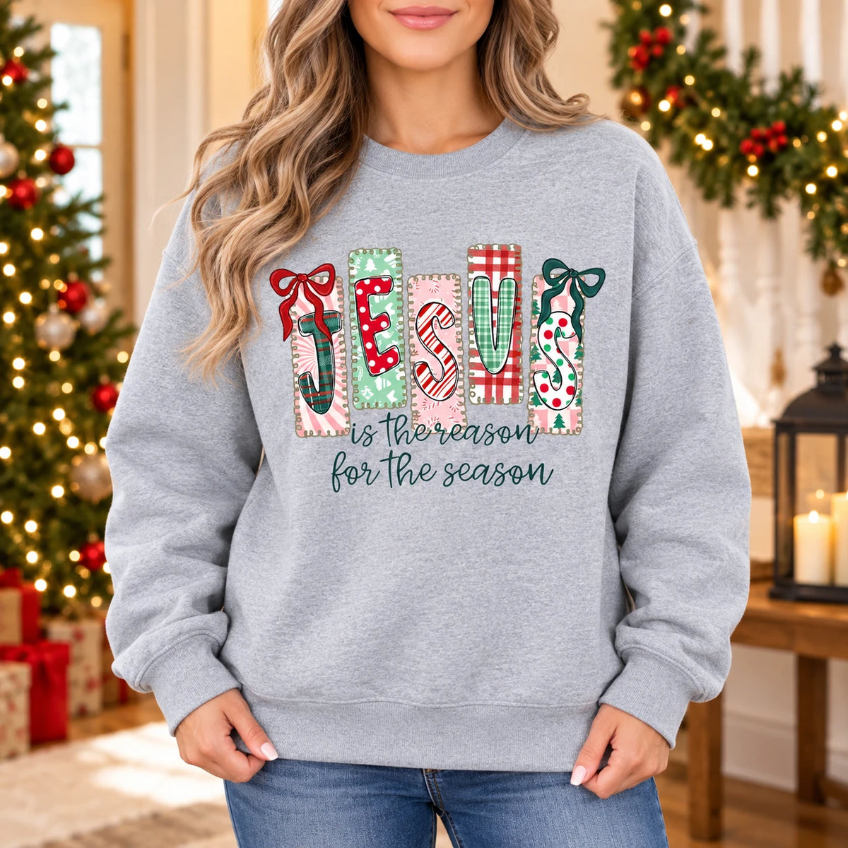 Jesus Christmas Sweatshirt, Reason For The Season Holiday Christian