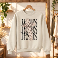 Jesus Sweatshirt For Women, Christian Cross Bow, Faith Graphic, Feminine Vintage Style