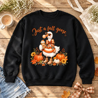Just a Fall Goose Sweatshirt and T-Shirt Cute Pumpkin Season Goose Graphic for Women