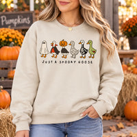 Just a Spooky Goose Shirt & Sweatshirt Cute Halloween Costumed Geese Fall Graphic Apparel