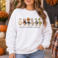 Just a Spooky Goose Shirt & Sweatshirt Cute Halloween Costumed Geese Fall Graphic Apparel