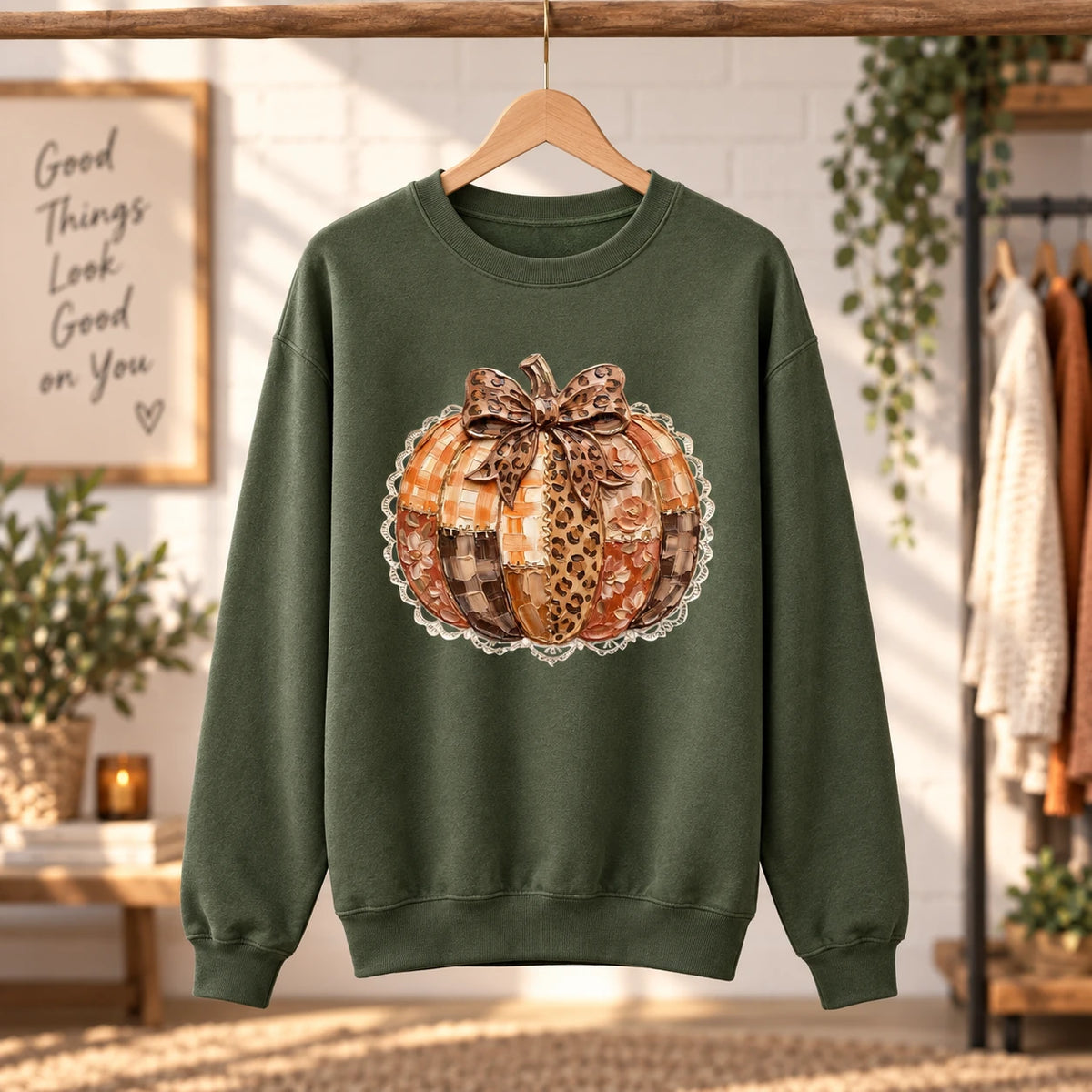 Leopard Bow Pumpkin Sweatshirt and T-Shirt for Women Fall Thanksgiving Rustic Coquette Autumn Design