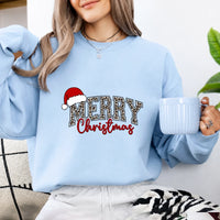 Leopard Christmas Sweatshirt Merry Christmas Holiday Women Leopard Print Design