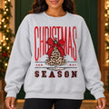 Leopard Christmas Tree Sweatshirt for Women, Red Coquette Bow, Vintage Western Christmas Season Graphic, Festive Holiday Style