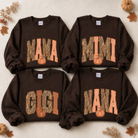 Mama Mimi Gigi Nana Sweatshirt Camo Gingham Pumpkin Fall Grandma Mom Gift