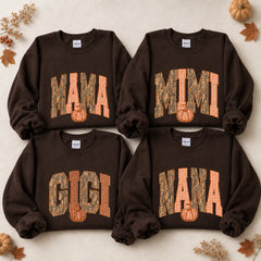 Mama Mimi Gigi Nana Sweatshirt Camo Gingham Pumpkin Fall Grandma Mom Gift