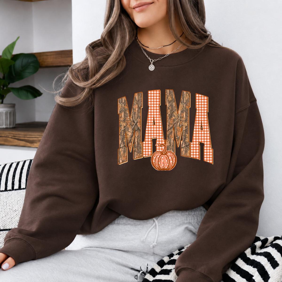 Mama Mimi Gigi Nana Sweatshirt Camo Gingham Pumpkin Fall Grandma Mom Gift