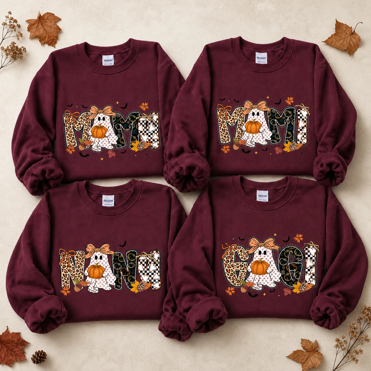 Mama Mimi Nana Gigi Halloween Sweatshirt, Ghost Pumpkin Fall Family Nickname Crewneck